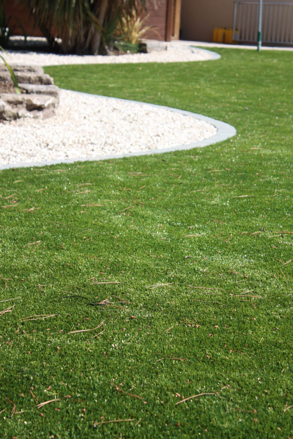 Artificial grass installation closeup