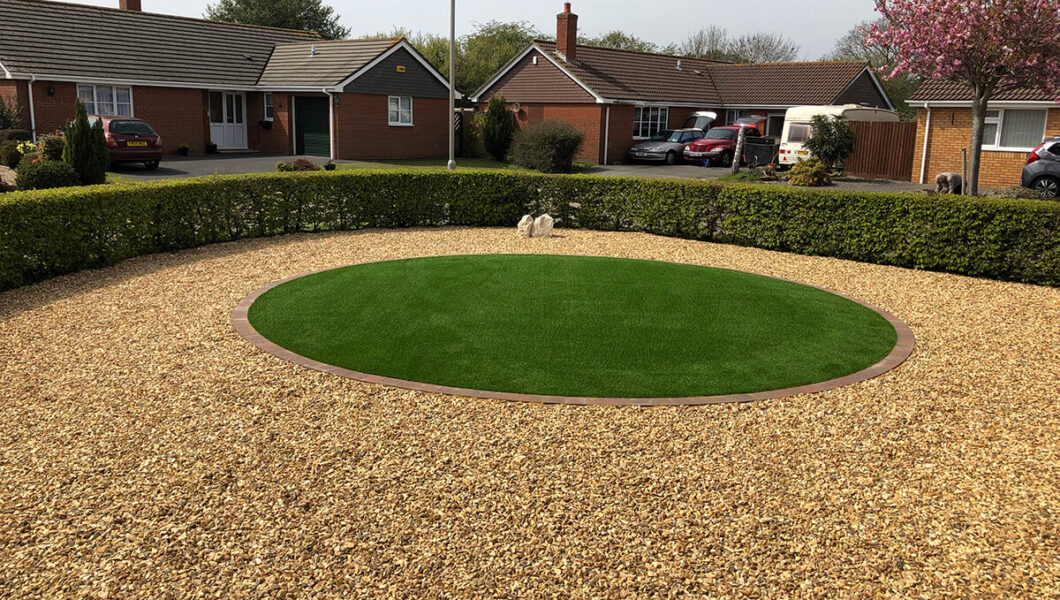 Circle of artificial grass