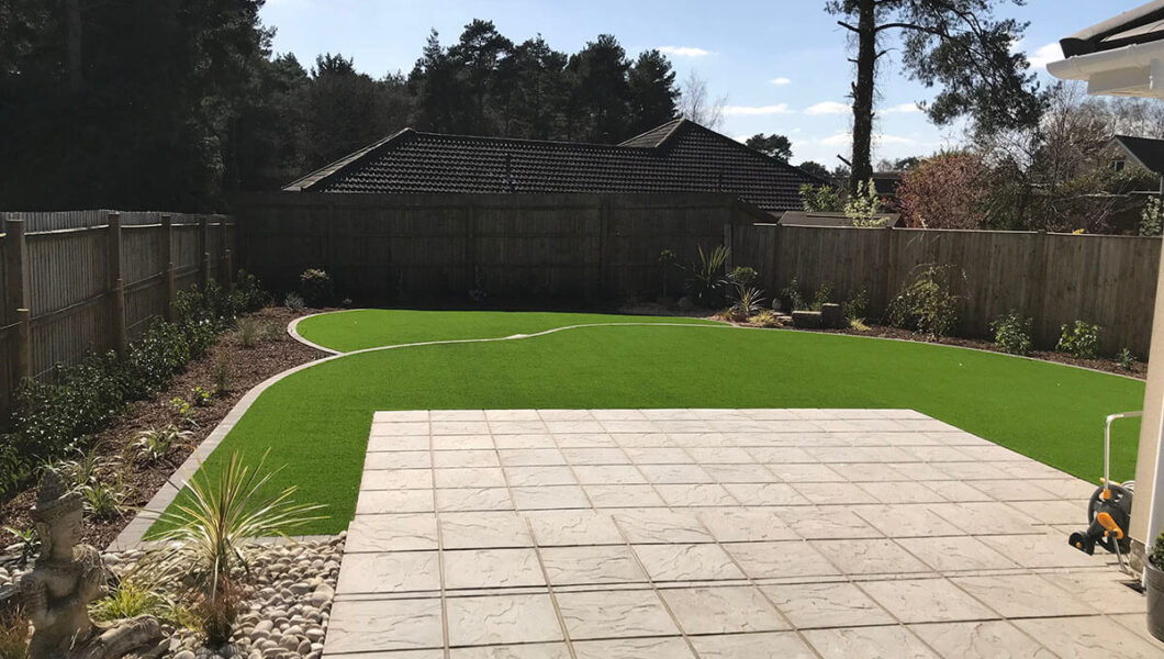 Simple lawn with paved patio